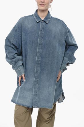 Fear of God Camicia Oversize Fit in Denim con Abbottonatura a Scomparsa Fear Of God