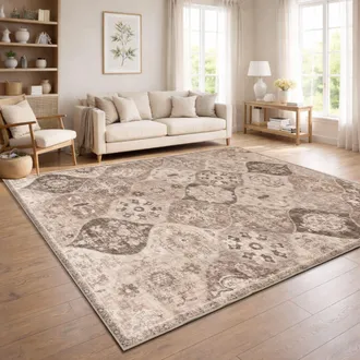 Paco Home Paco Home Tappeto Vintage Boho Moderno Soggiorno Pelo Corto Lavabile Beige Taupe 160x220 Cm