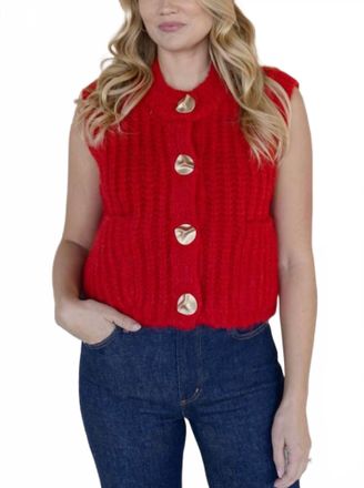 Velvet Heart Chunky Knit Sweater With Accent In Red