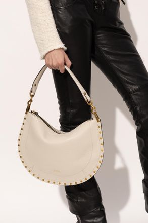 Isabel Marant Leather Shoulder Bag Oskan Soft Zip, Womens, Cream