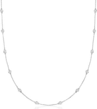 Ross-Simons Bezel-Set Diamond Station Necklace in 14kt White Gold