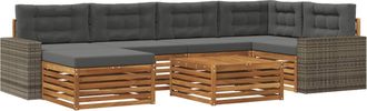 vidaXL Conjunto De Sof&aacute;s De Exterior 7 Uds. Natural Y Antracita Vidaxl