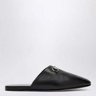 Gucci Sabot nero in pelle con Morsetto