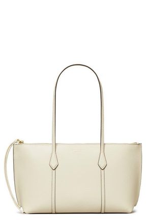Tory Burch Small Perry Leather Zip Tote in Warm White at Nordstrom