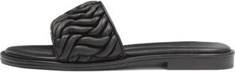 Kazar Zwarte leren slippers met gekreukte band Jovite - Dames - Sandalen - Zwart - 36 EU - Leer - Schoenen