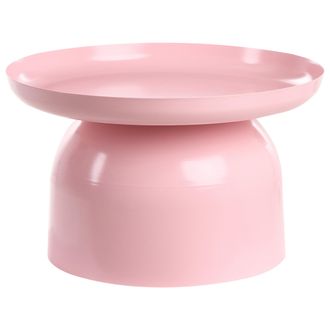 Beliani Mesa De Centro Redonda De Metal Rosa Pastel Torrens