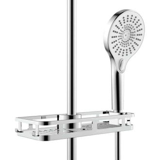 OEM Estante De Ducha Con Jabonera Cromada, Soporte Para Jab&oacute;n Y Ganchos, Instalaci&oacute;n Sin Taladro, Fabricado En Abs, Dimensiones: 28,5 X 4 X 11,5 Cm - Crez