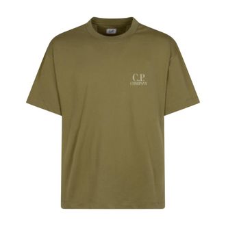 C.P. Company T-Shirts, male, Green, Size: M 30/1 Jersey Short Sleeve Logo T-Shirt