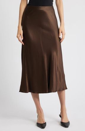 Rails Anya Satin Midi Skirt in Dark Moss at Nordstrom, Size X-Large