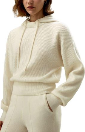 LilySilk Eshe 2-in-1 Cashmere Detachable Hoodie in White at Nordstrom, Size Medium
