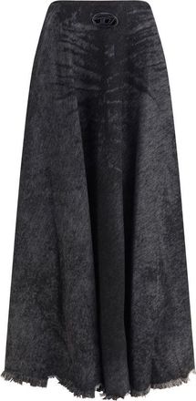 Diesel Black Cotton Long Womens Skirt