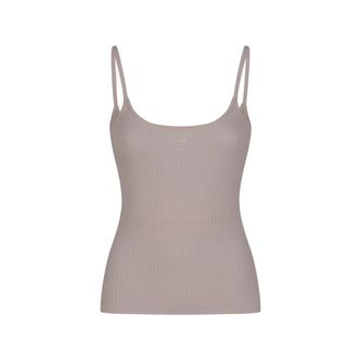 Courr&egrave;ges Ribbed Logo-detail Top