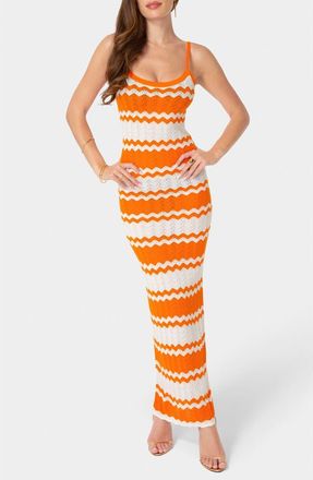 Bebe Stripe Knit Maxi Dress in Orange/White at Nordstrom Rack, Size X-Large