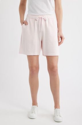 Eileen Fisher Organic Cotton Drawstring Walking Shorts in Crystal Pink at Nordstrom, Size X-Large