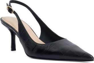 Dune London Celise Slingback Pointed Toe Pump in Black Croc Embossed at Nordstrom, Size 39