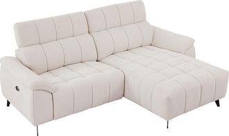 Vente-Unique Sof&aacute; rinconera derecha relax el&eacute;ctrico en tela texturizada beige CELTIMO