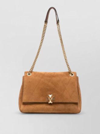 Tory Burch suede quilted clutch bag