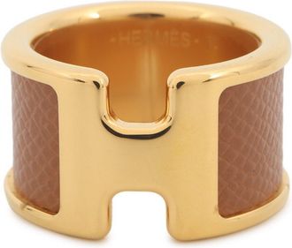 Herm&egrave;s Gold Epsom Leather Metal Band Ring (Pre-Owned)