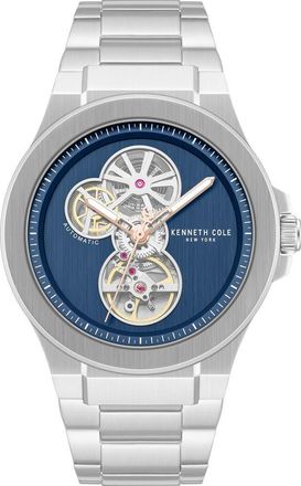 Kenneth Cole Grove Open Heart Automatic Watch, 43mm in Silver at Nordstrom