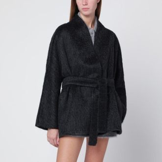 Max Mara Anthracite cardigan jacket in wool and alpaca