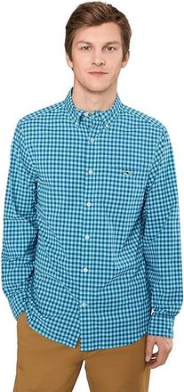 Vineyard Vines Topsail Gingham Featherweight Performance Shirt Mens T Shirt Sea Splash : MD, Nylon/Spandex