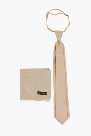 Corneliani Silk Ascot Tie with Matching Pocket Square size Unica