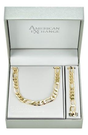 American Exchange Mens Figaro Necklace & Bracelet Set in Gold at Nordstrom Rack