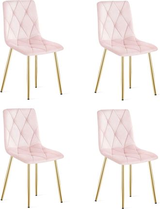 OEM Silla Libra - Terciopelo Rosa Claro / Patas Color Madera X 4