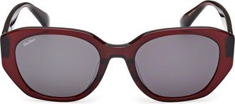 Max Mara 54mm Round Sunglasses in Shiny Dark Brown /Smoke at Nordstrom Rack
