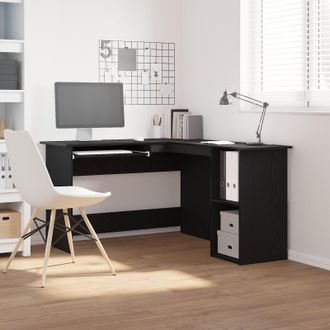 Berkfield Home Black Oak Desk 120x140x75 cm Made from Engineered Wood | Size: 120 x 140 x 75 cm
