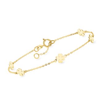 RS Pure by Ross-Simons Italian 10kt Yellow Gold Clover Station Bracelet