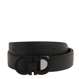 Ferragamo Salvatore Ferragamo Black Reversible And Adjustable Gancini Belt, Size 105 cm