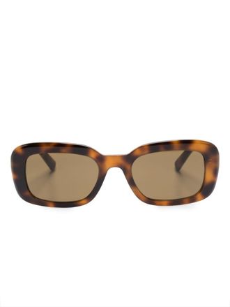 Saint Laurent Eyewear Occhiali da sole squadrati con effetto tartarugato - Marrone