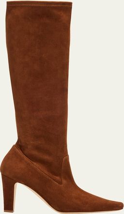Manolo Blahnik 90mm Pavisco Suede Knee-High Boots
