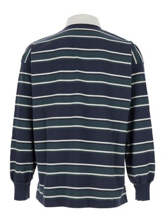 Autry Striped Cotton Polo Shirt - Navy