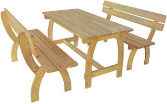 vidaXL Mesa De Jard&iacute;n Con 2 Bancos Madera De Pino Impregnada Vidaxl