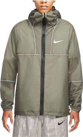 Nike Mens Nike Casual Blue Logo Printing Hooded Jacket Light Army Green DD3798-320