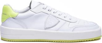 Philippe Model White Yellow Leather Rubber-Sole Sneakers