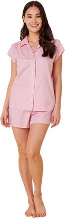 The Cats Pajamas Luxe Pima Short Print Set in Classic Gingham Pink at Nordstrom, Size X-Small