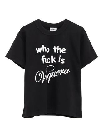 Vaquera slogan-print T-shirt - women - Cotton - L - Black