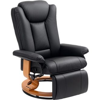 HOMCOM Homcom - pu Leather Reclining Armchair with Footrest for Living Room, Black