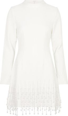 Odd Muse Ultimate Muse Embellished Mini Dress - Stretch-crepe Dress, Designer Mini Dress, High-neck, White - UK12 - L (UK12)