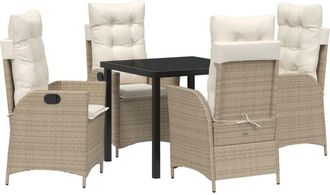 vidaXL Garden Dining Set 5 pcs Beige Poly Rattan Vidaxl