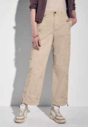 Street One Cargohose STREET ONE, Damen, Gr. 34, L&auml;nge 30, beige (barley beige), Web, Obermaterial: 98% Baumwolle, 2% Elasthan, unifarben, lang, Hosen Cargohose, 