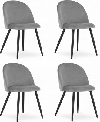 OEM Silla Bello - Terciopelo Gris Claro / Patas Negras X 4