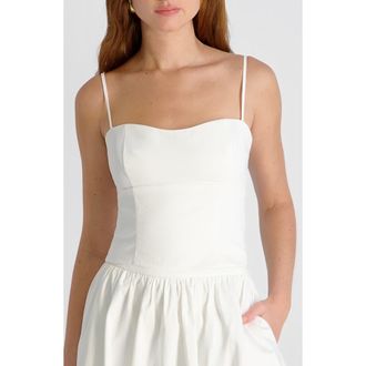 French Connection Stretch Cotton Sateen Camisole in 10-Summer White at Nordstrom, Size 14