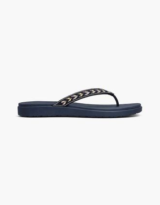 Skechers Womens Skechers MEDITATION LUXE - CLASSIC ROM Womens Toe-Post Sandals Navy/Multi - Black - Size: 6