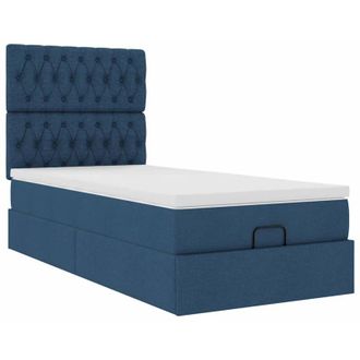 vidaXL Cama Otomana Con Colch&oacute;n Tela Azul 100x200 Cm Vidaxl