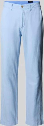 Polo Ralph Lauren Regular Fit Leinenhose mit Knopf- und Rei&szlig;verschluss in Hellblau, Gr&ouml;&szlig;e 31/32
