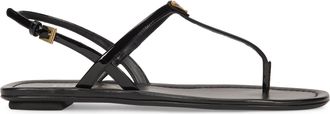 Prada Womens Flip-Flops Patent Leather Black Calfskin Sandal